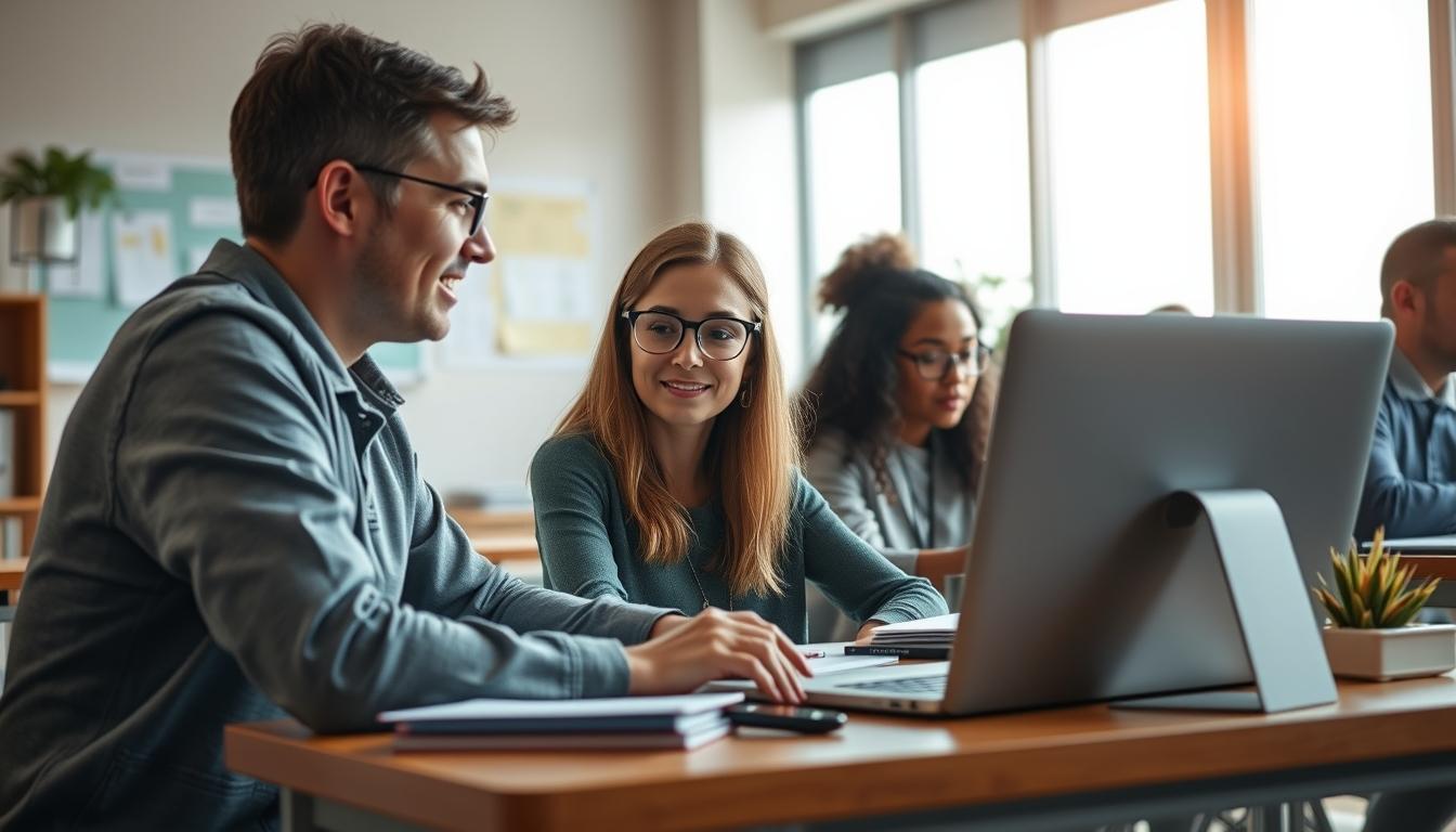 Student using a study guide to organize academic notes